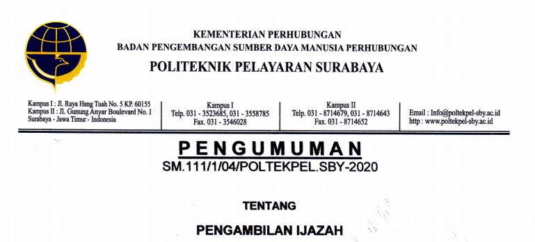 Pengambilan Ijazah Diklat Pembentukan (Taruna/i) POLTEKPEL Surabaya