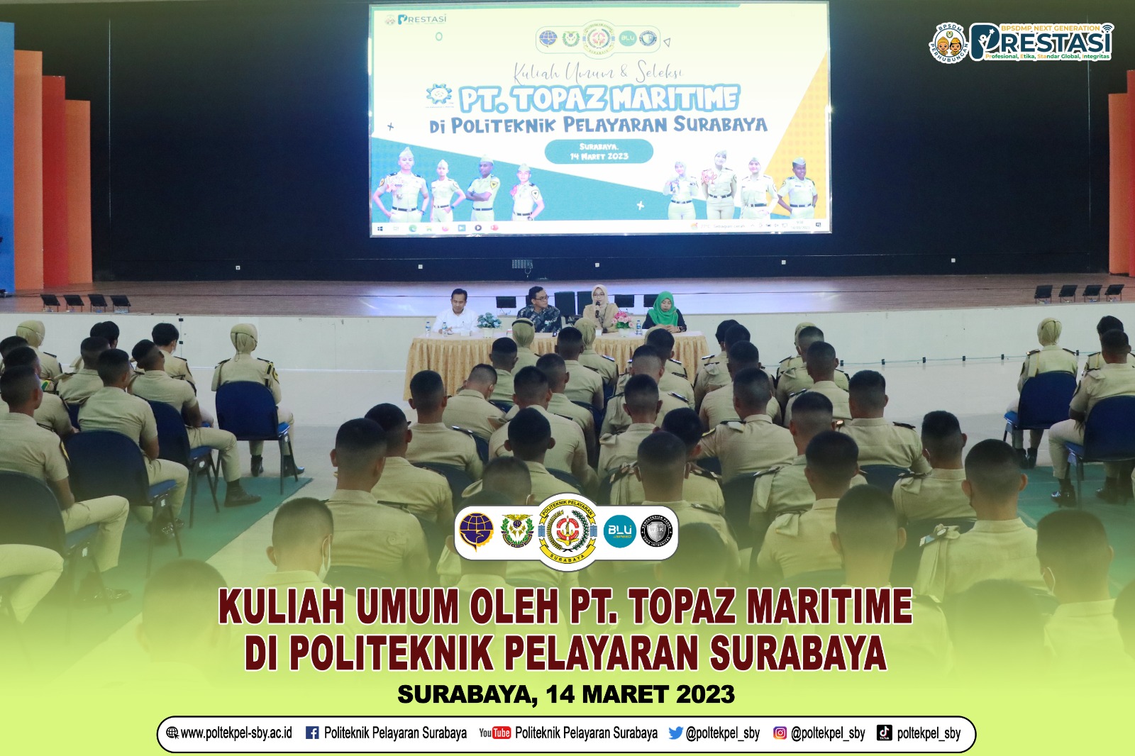 PT. TOPAZ MARITIME SELENGGARAKAN KULIAH UMUM KEPADA TARUNA-TARUNI TINGKAT II POLTEKPEL SURABAYA