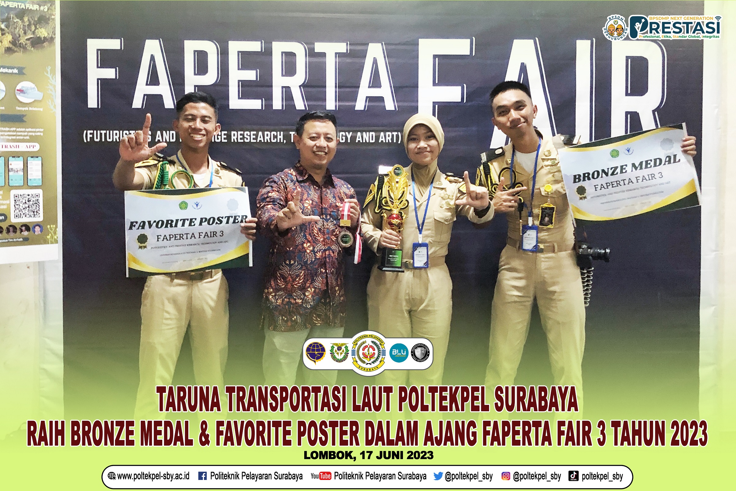 Taruna Transportasi Laut Poltekpel Surabaya Raih Medali Perunggu dan Poster Terfavorit di Ajang FAPERTA FAIR 3